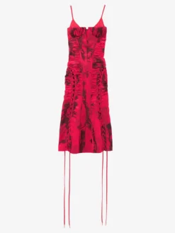 Abito a corsetto in jacquard floreale da Donna in Rosso/Nero