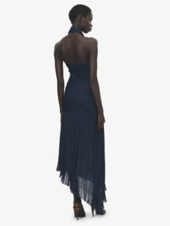 Abito asimmetrico arricciato da Donna in Blu Navy