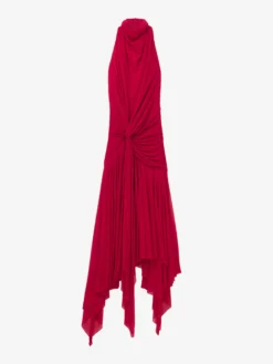 Abito asimmetrico drappeggiato da Donna in Rosso
