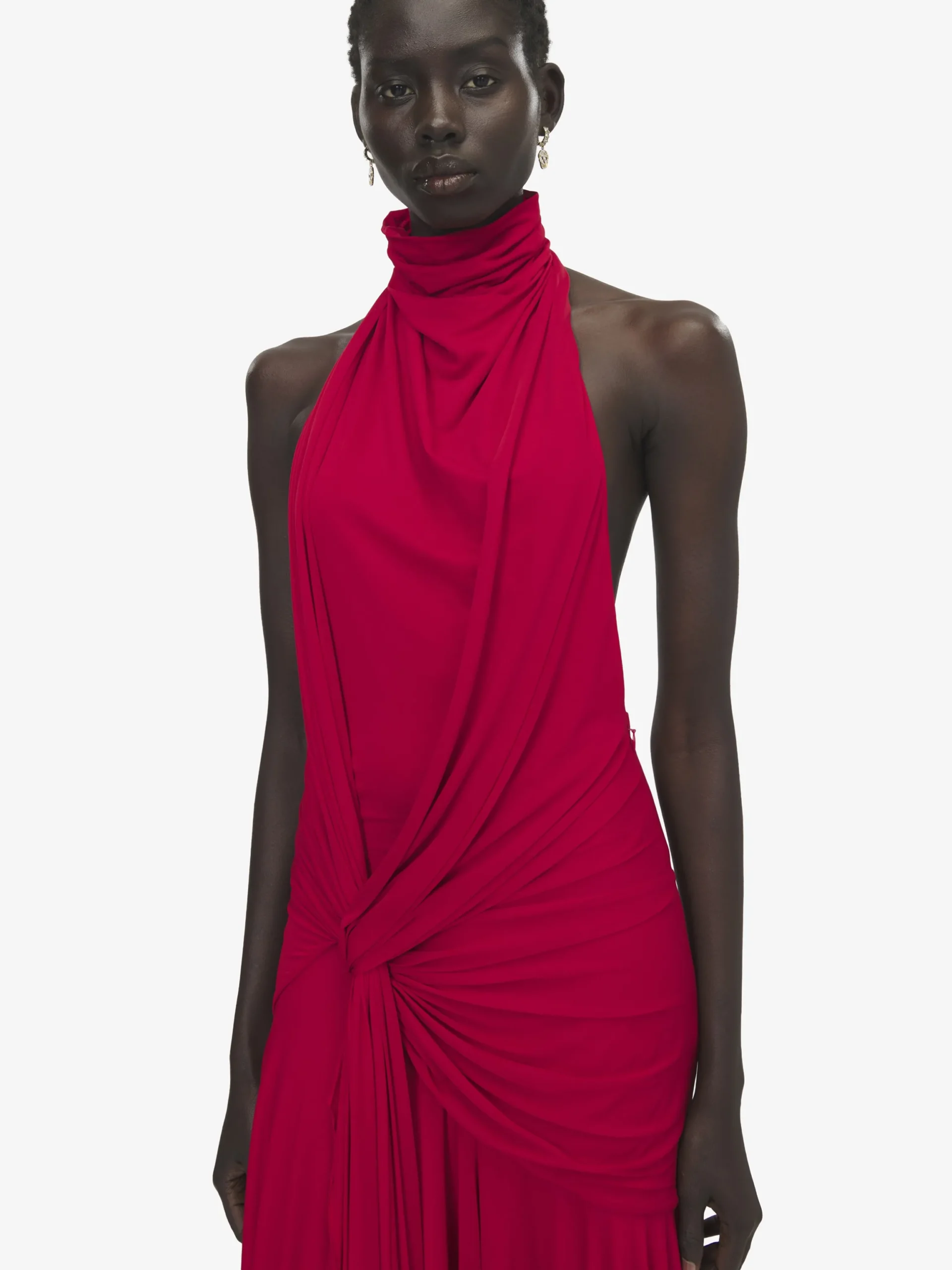 Abito asimmetrico drappeggiato da Donna in Rosso