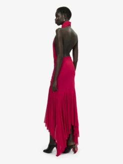 Abito asimmetrico drappeggiato da Donna in Rosso