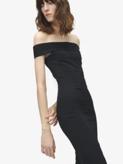 Abito a tubino floreale in jacquard da Donna in Nero