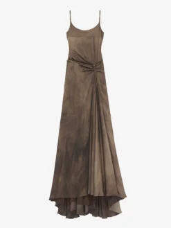 Abito da sera con drappeggio asimmetrico da Donna in Marrone