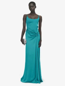 Abito da sera con drappeggio asimmetrico da Donna in Blu
