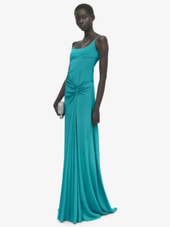 Abito da sera con drappeggio asimmetrico da Donna in Blu