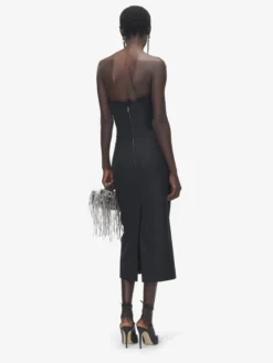 Abito da sera con finiture in crepon da Donna in Nero
