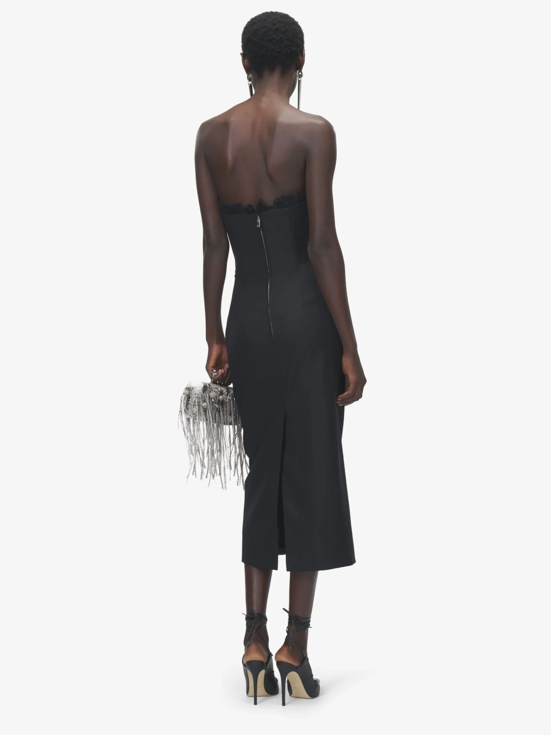Abito da sera con finiture in crepon da Donna in Nero
