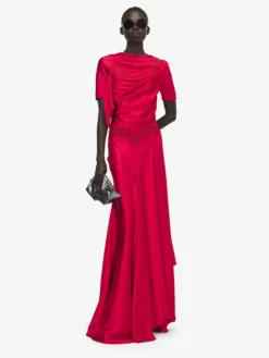 Abito da sera con inserti in pizzo da Donna in Rosso