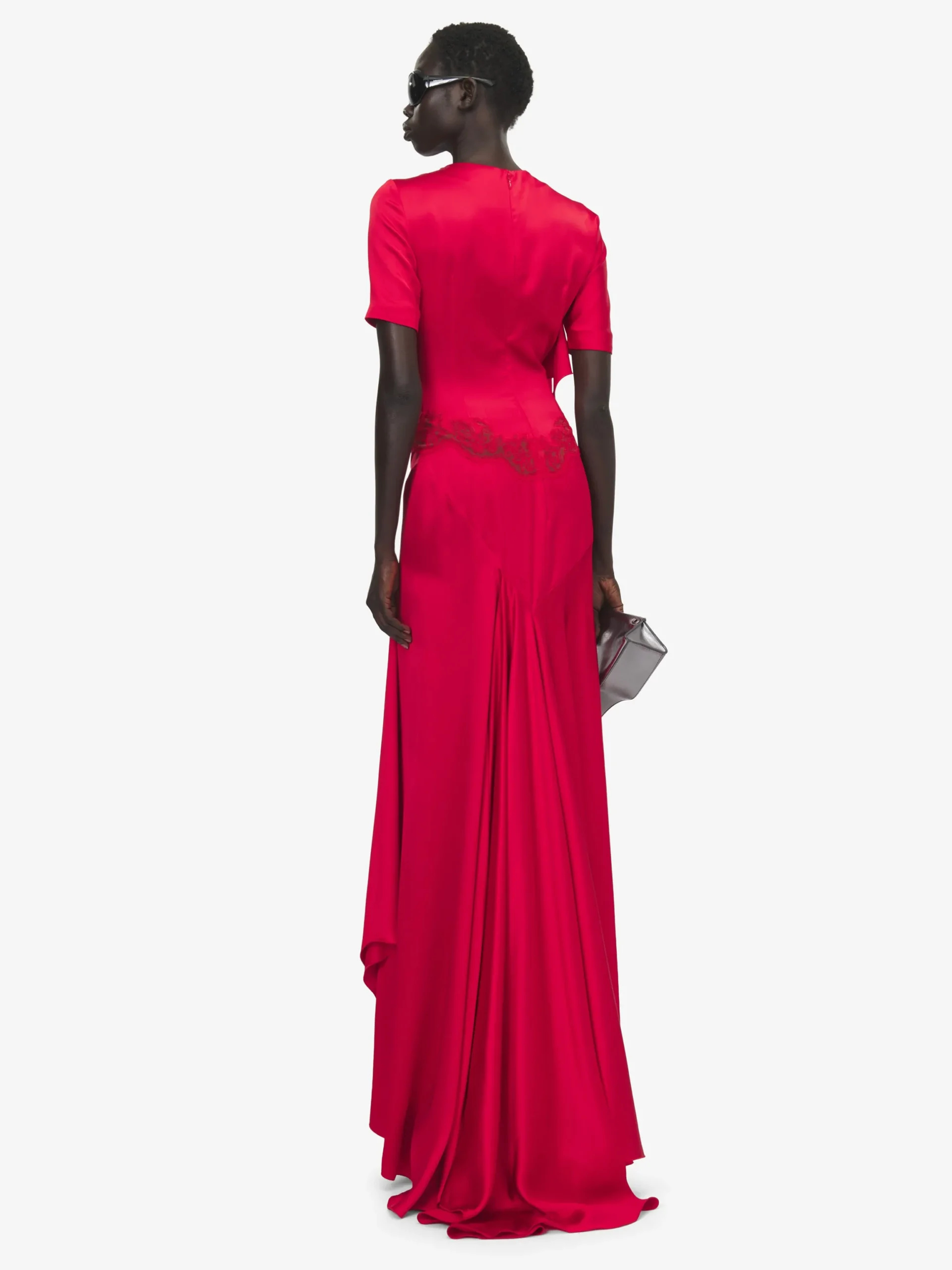Abito da sera con inserti in pizzo da Donna in Rosso