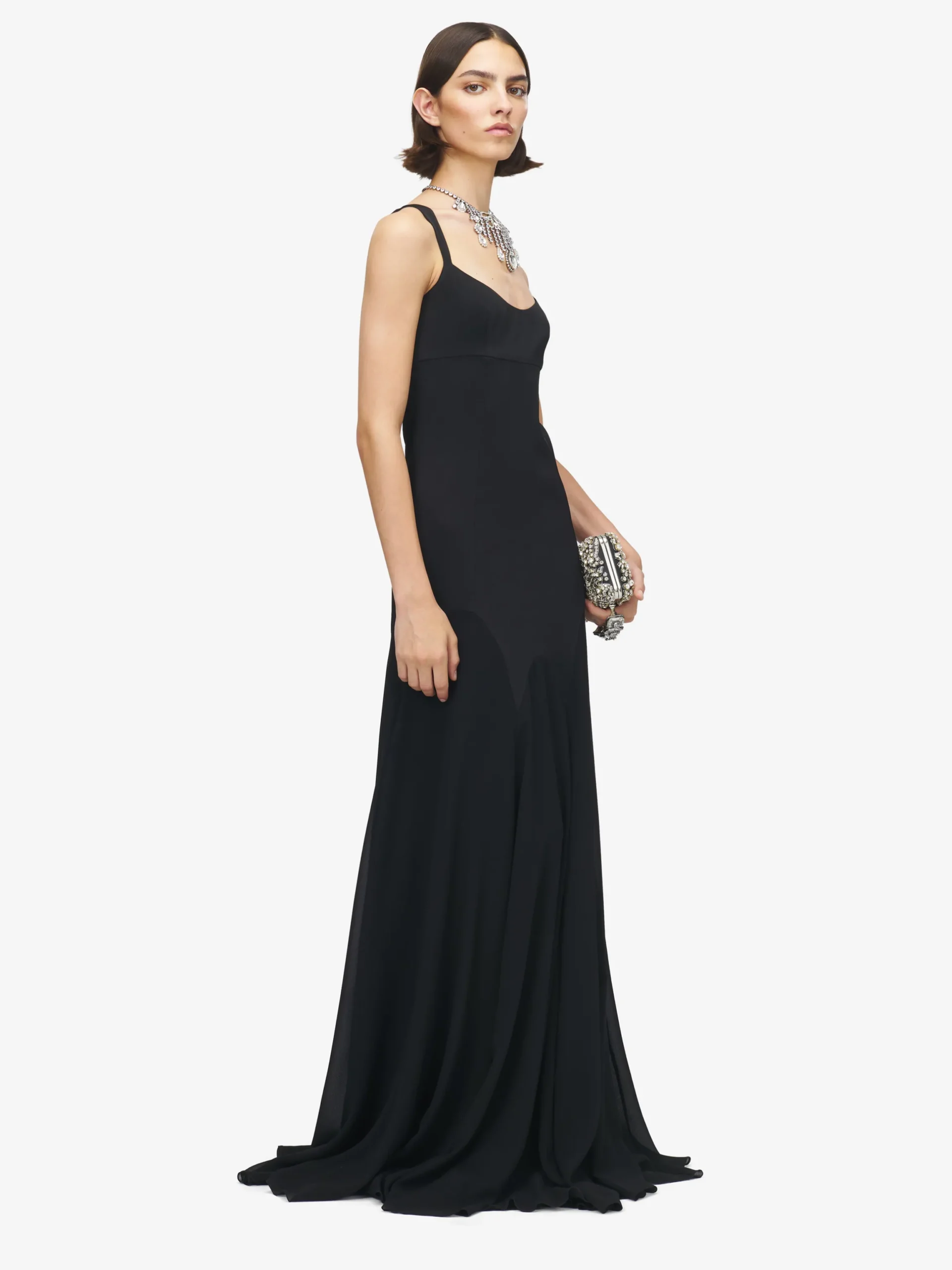 Abito da sera in satin da Donna in Nero