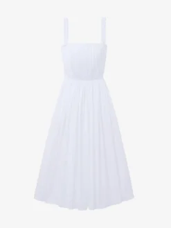 Abito midi arricciato da Donna in Bianco Ottico