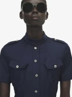 Abito midi in stile military da Donna in Indaco