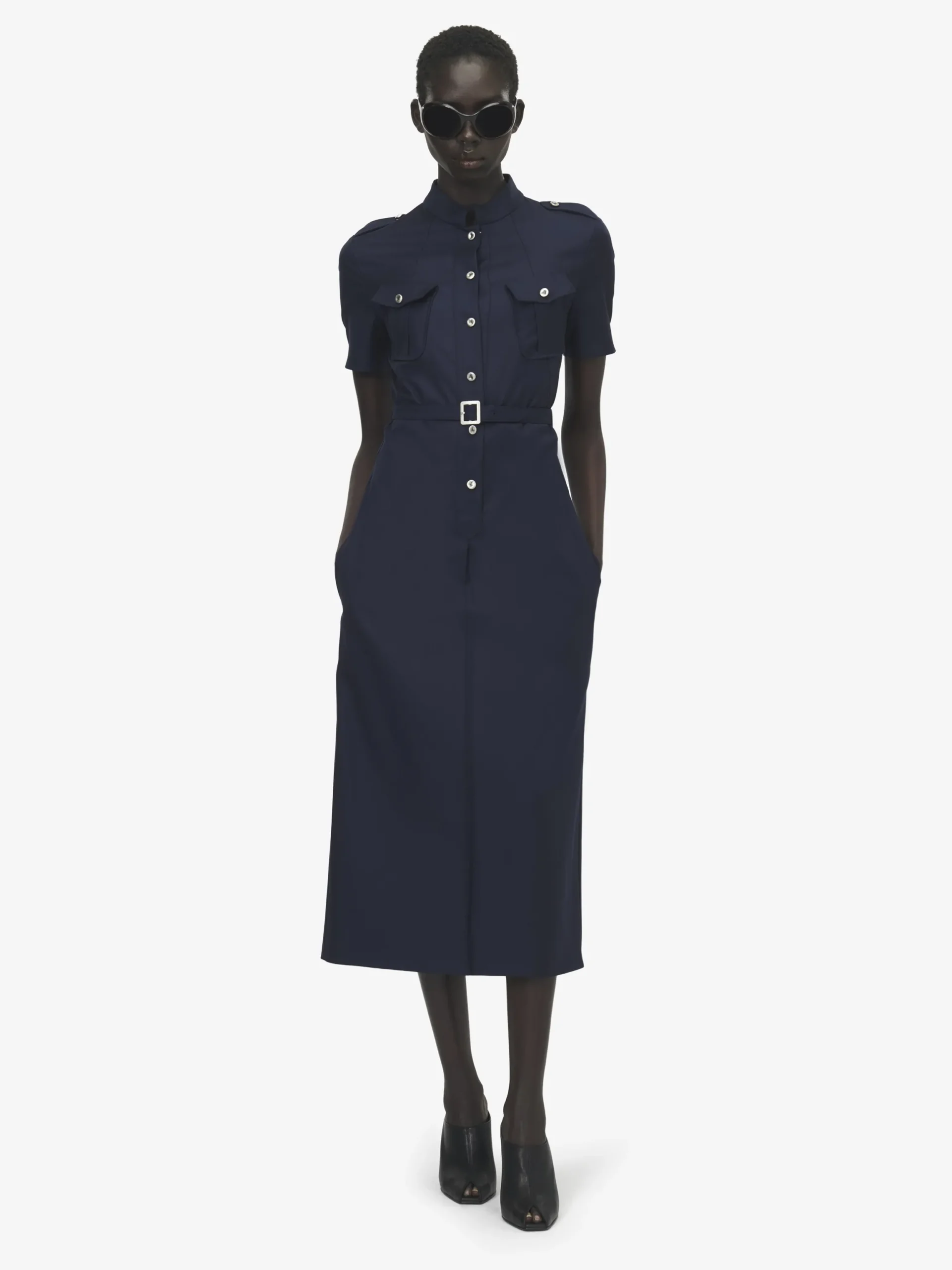 Abito midi in stile military da Donna in Indaco