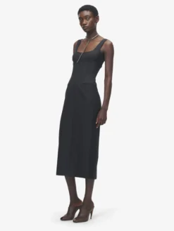 Abito midi stile corsetto da Donna in Nero