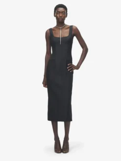 Abito midi stile corsetto da Donna in Nero