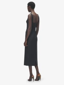 Abito midi stile corsetto da Donna in Nero