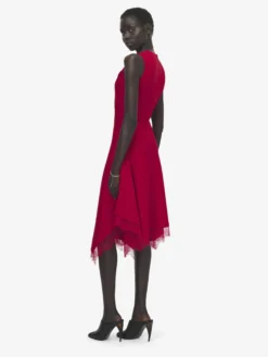 Abito svasato con inserti in pizzo da Donna in Rosso