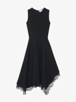 Abito svasato con inserti in pizzo da Donna in Nero