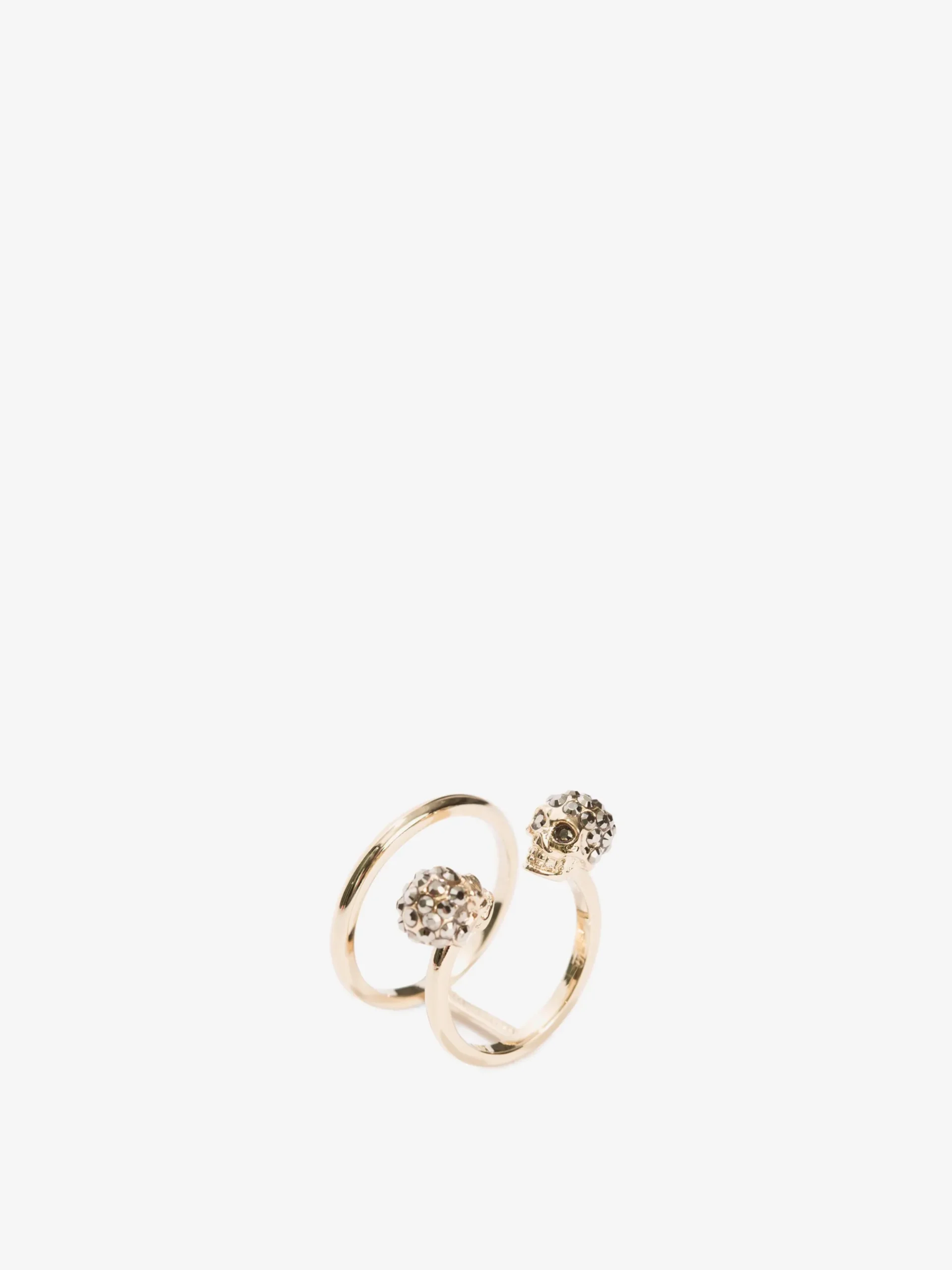 Anello Doppio Twin Skull da Donna in Finitura oro chiaro