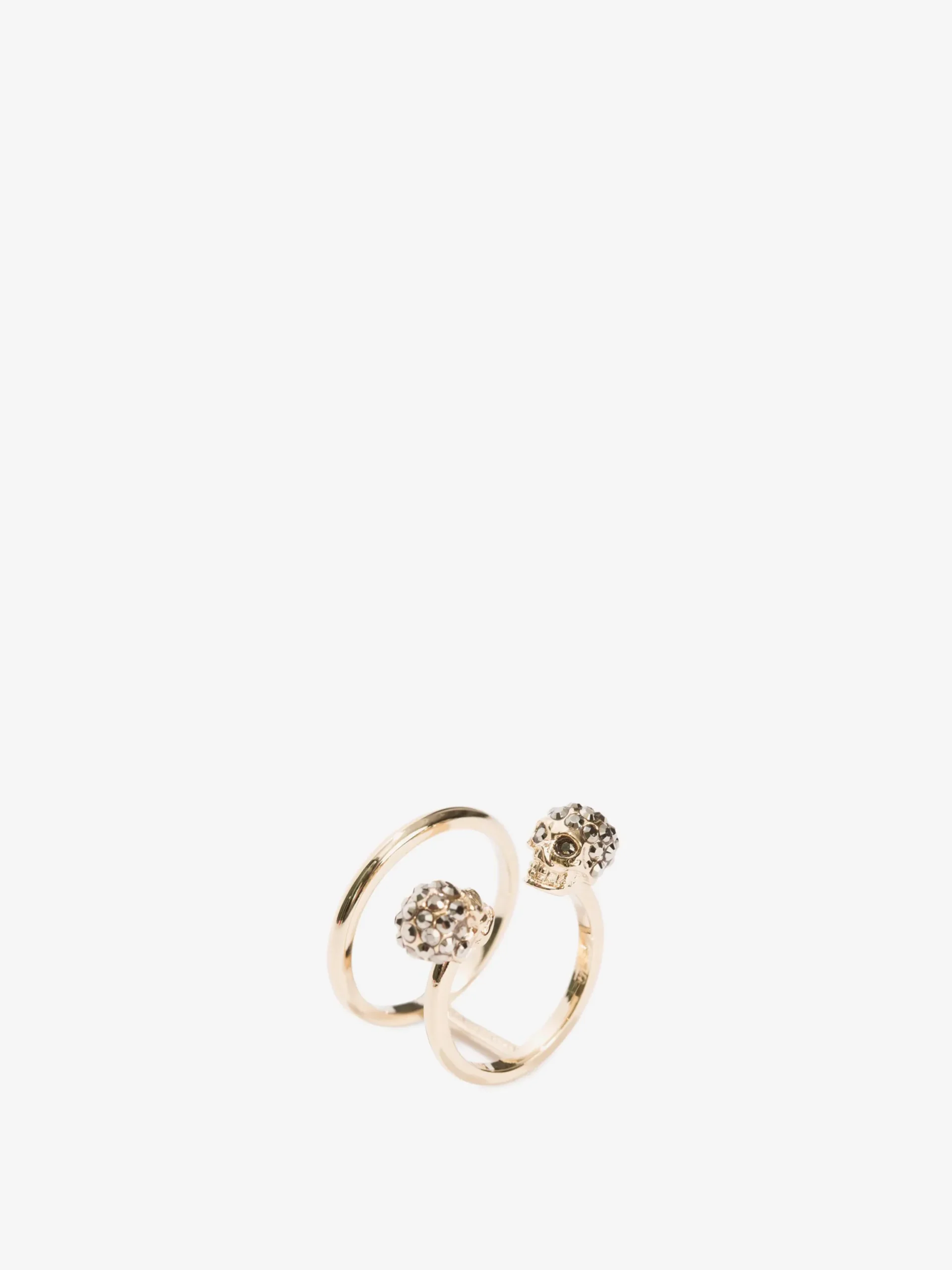Anello Doppio Twin Skull da Donna in Finitura oro chiaro