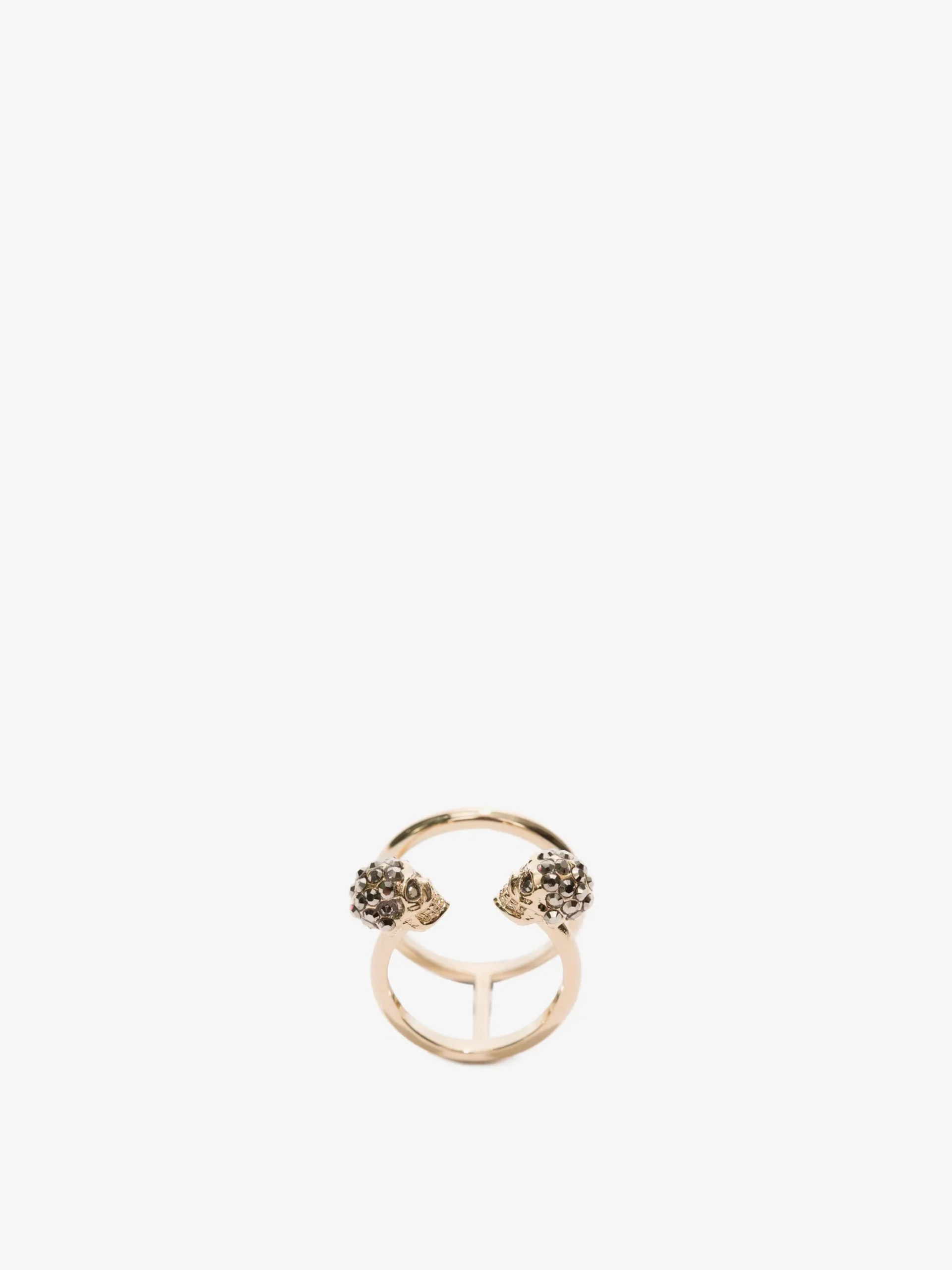 Anello Doppio Twin Skull da Donna in Finitura oro chiaro