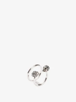 Anello Doppio Twin Skull da Donna in Finitura argento