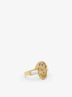 Anello Skull con pavé da Donna in Finitura oro pallido
