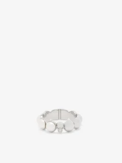 Anello Skull con perla da Uomo in Finitura palladio