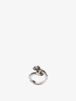 Anello Skull Wrap-Around da Donna in Finitura argento anticato