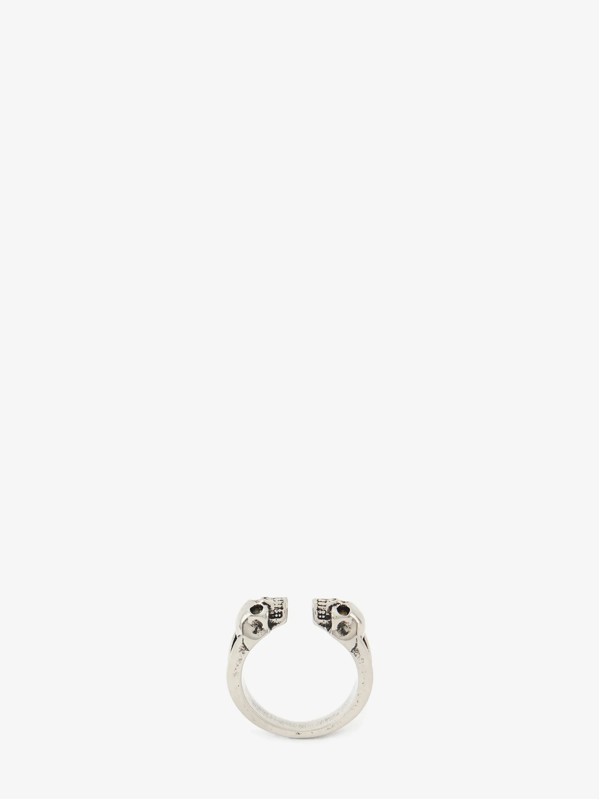 Anello Twin Skull da Uomo in Finitura argento anticato
