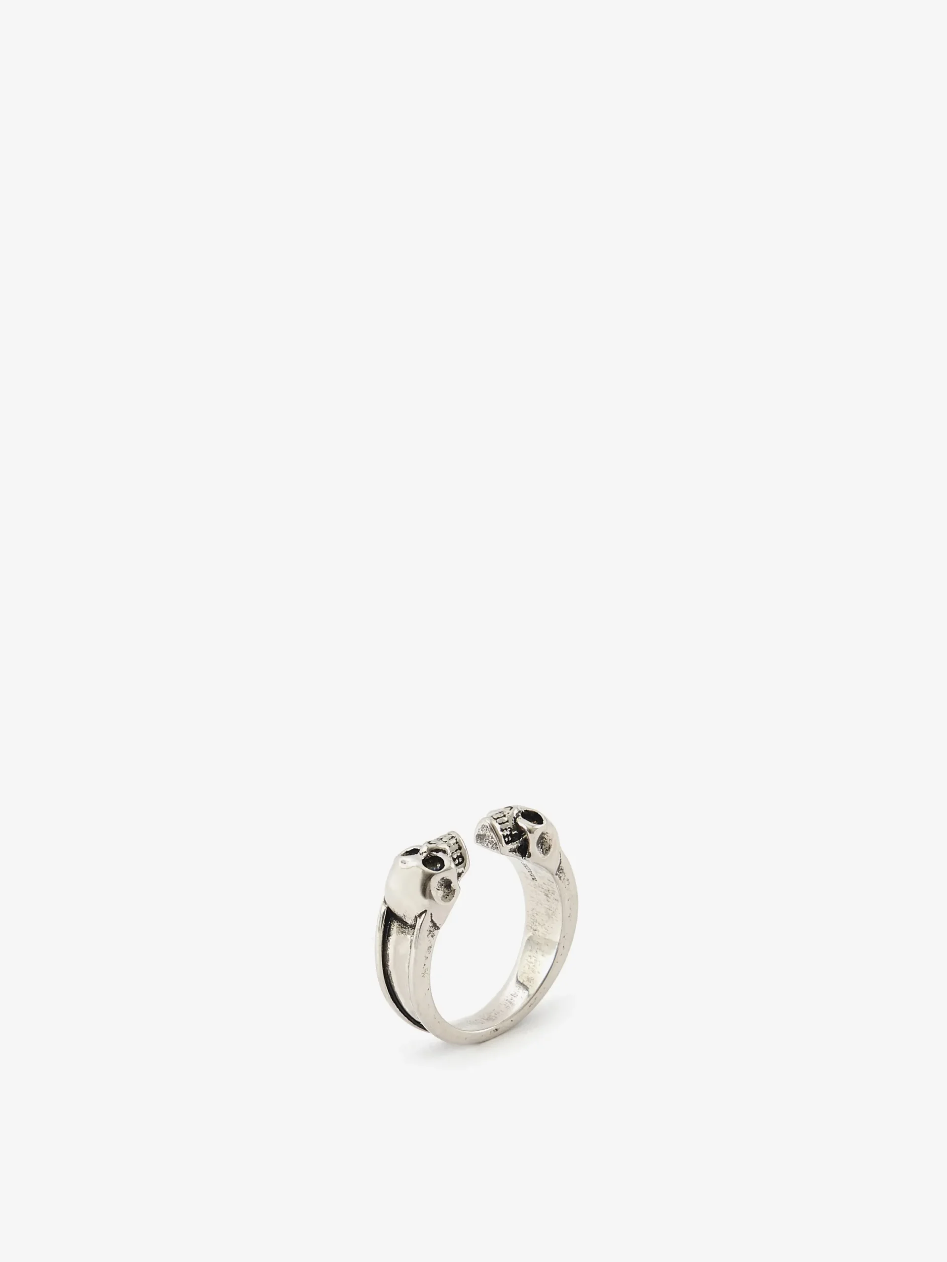 Anello Twin Skull da Uomo in Finitura argento anticato