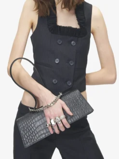 Borsa Jewelled con manico superiore da Donna in Nero