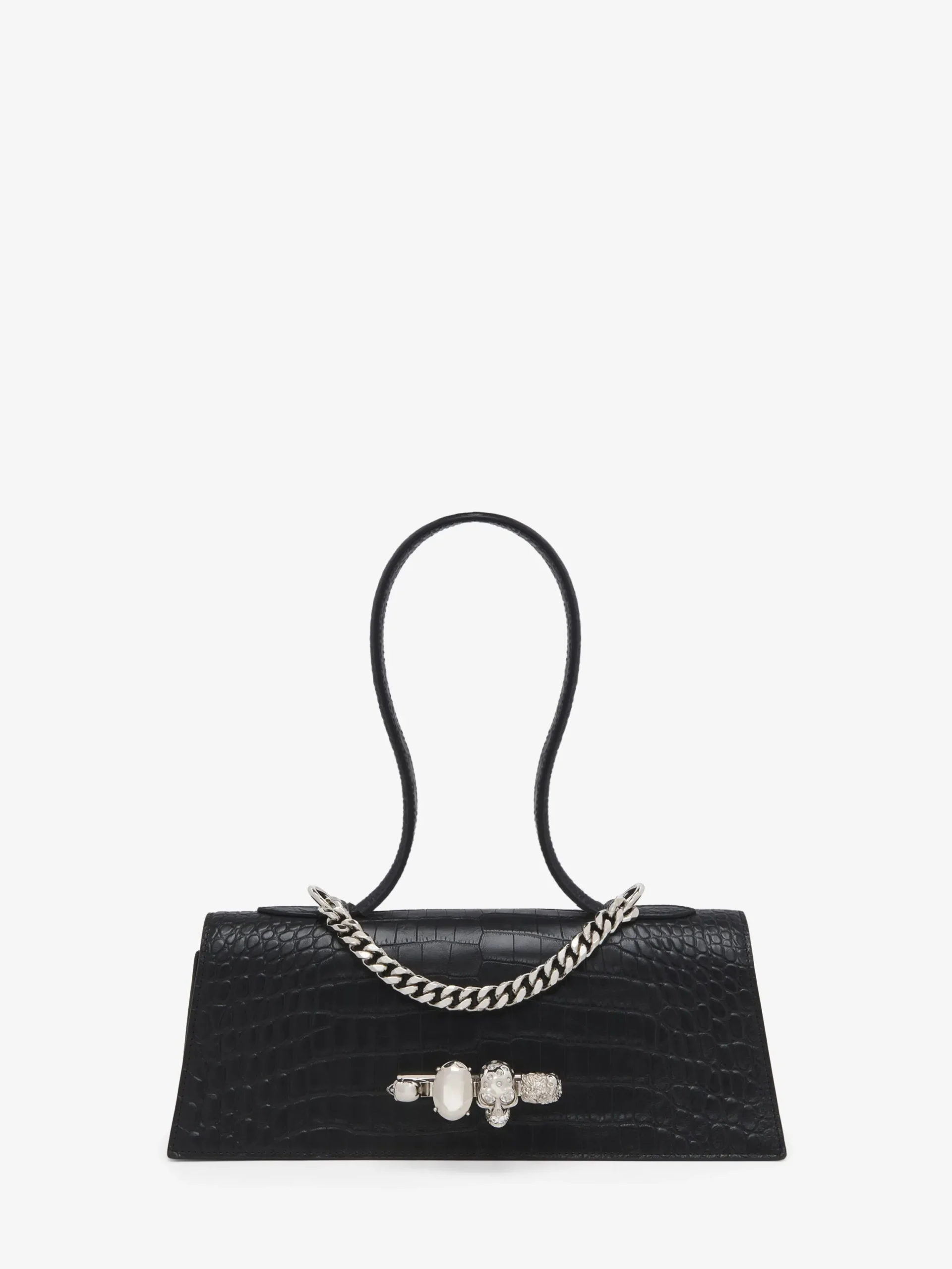 Borsa Jewelled con manico superiore da Donna in Nero