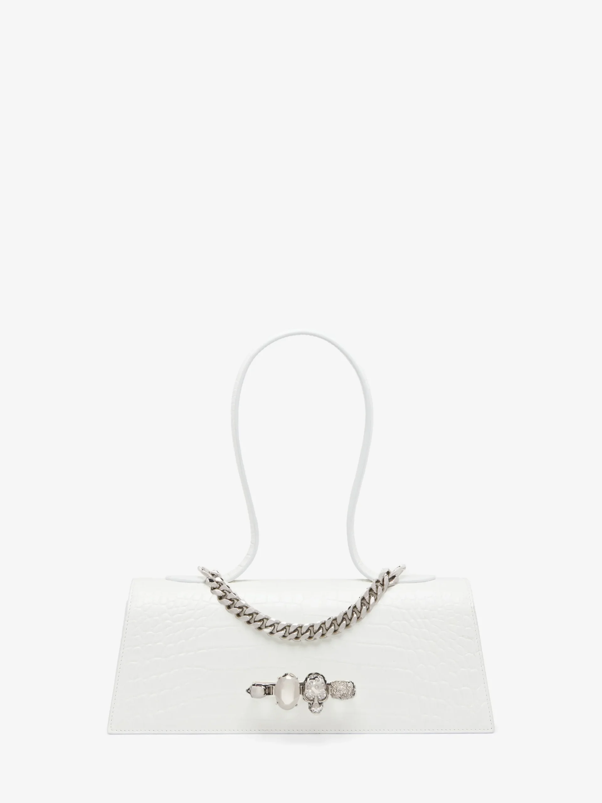 Borsa Jewelled con manico superiore da Donna in Bianco