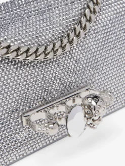 Borsa Jewelled con manico superiore da Donna in Finitura argento