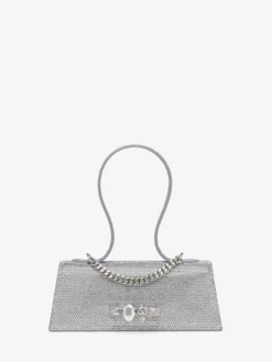 Borsa Jewelled con manico superiore da Donna in Finitura argento