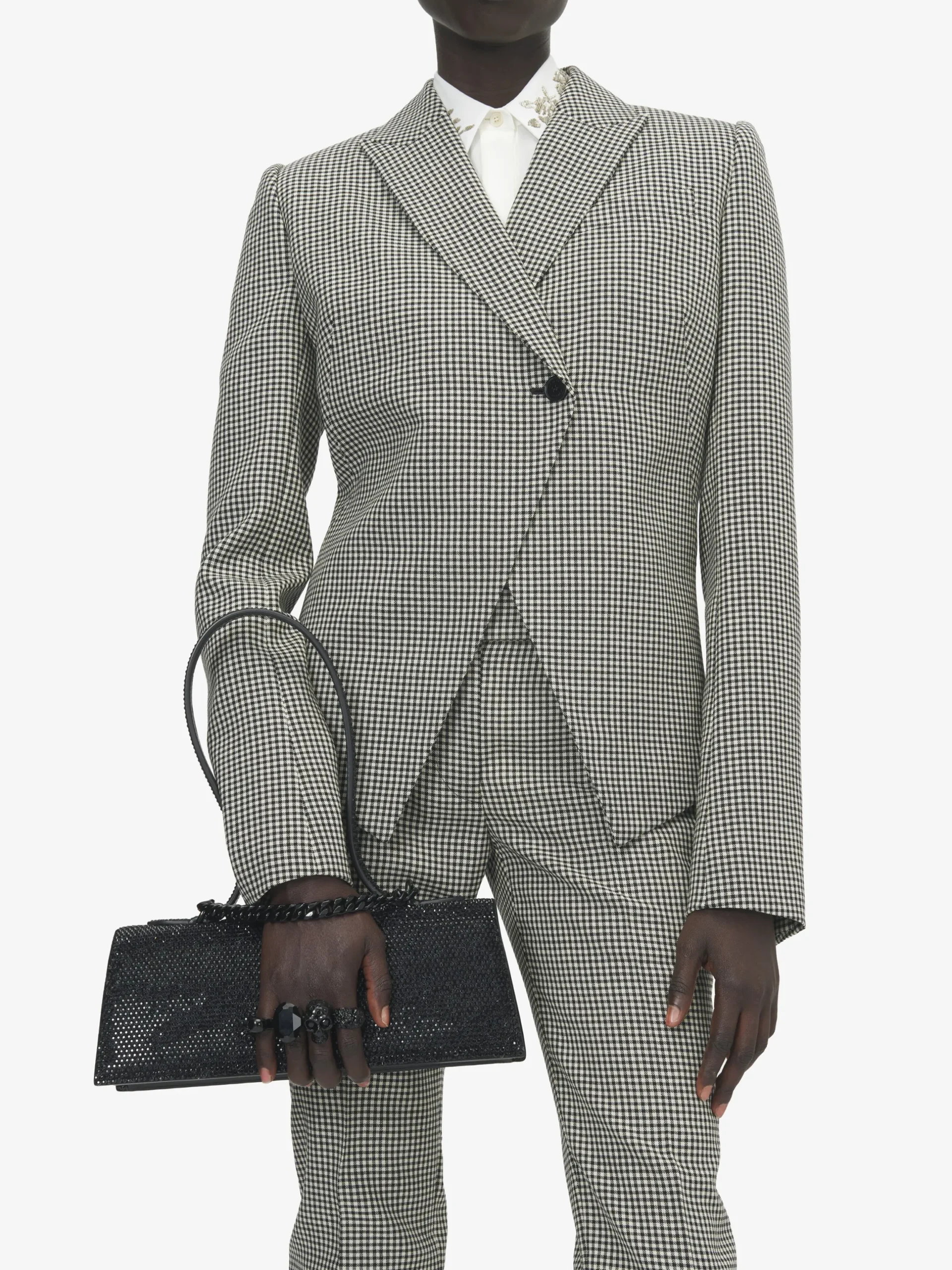 Borsa Jewelled con manico superiore da Donna in Nero