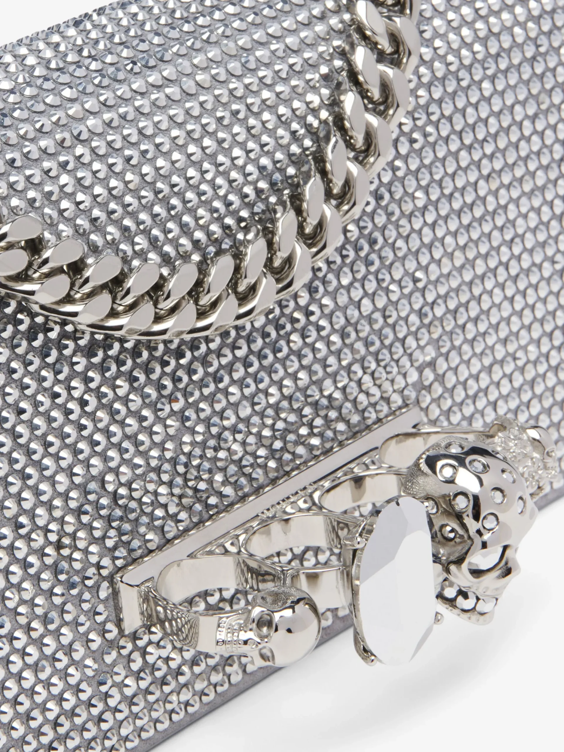 Borsa Jewelled Mini a spalla da Donna in Finitura argento
