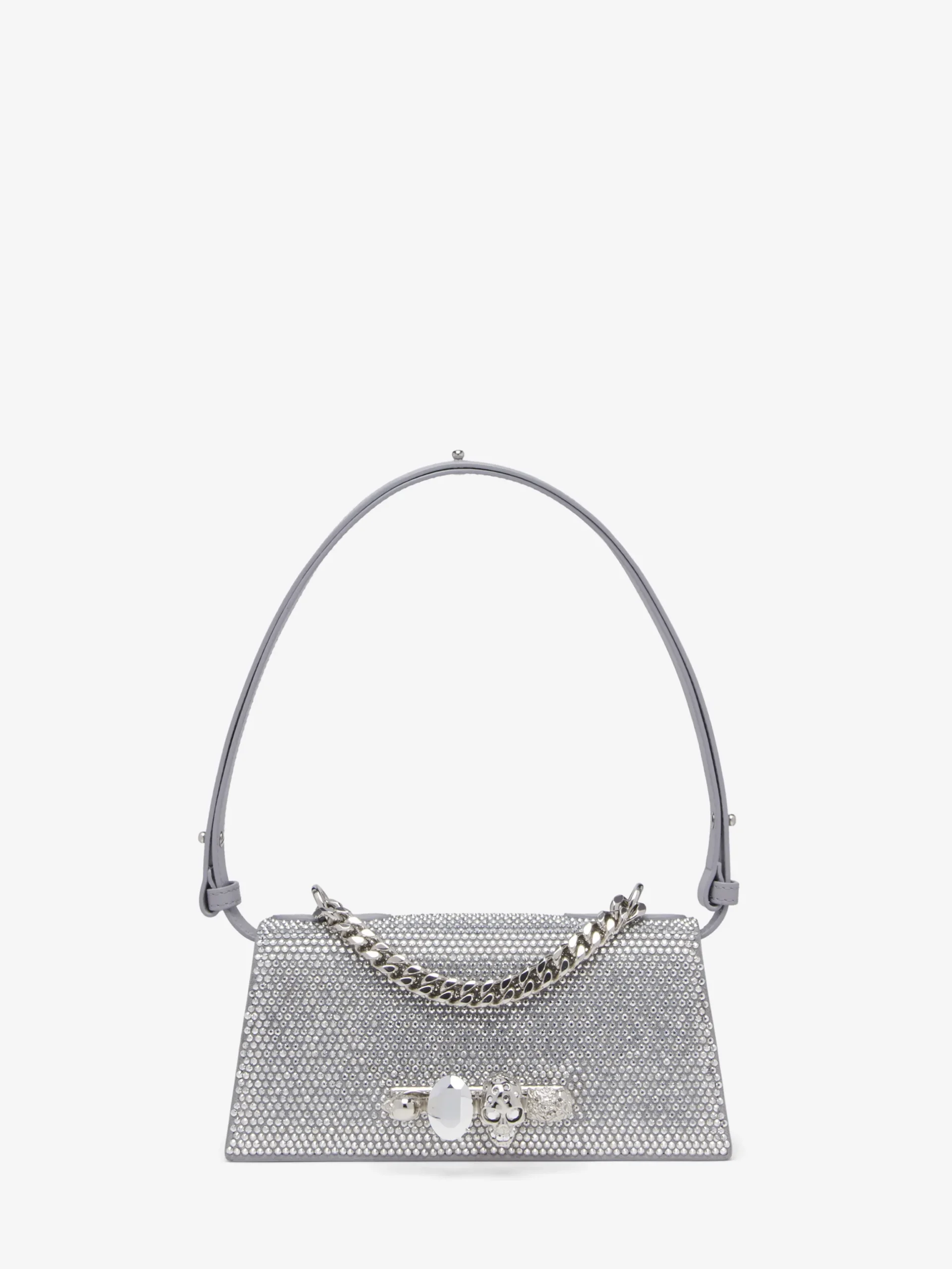 Borsa Jewelled Mini a spalla da Donna in Finitura argento