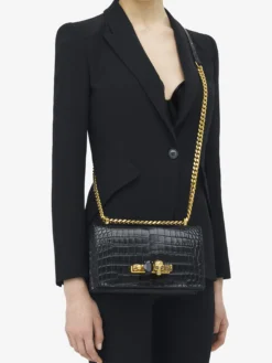 Borsa Jewelled Satchel da Donna in Nero/Oro