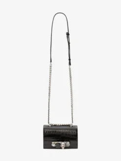 Borsa Jewelled Satchel Mini da Donna in Nero/Argento