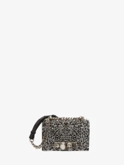 Borsa Jewelled Satchel Mini da Donna in Nero/Argento