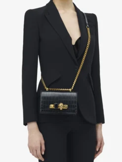 Borsa Jewelled Satchel Mini da Donna in Nero/Oro