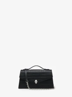 Borsa Skull con manico superiore da Donna in Nero
