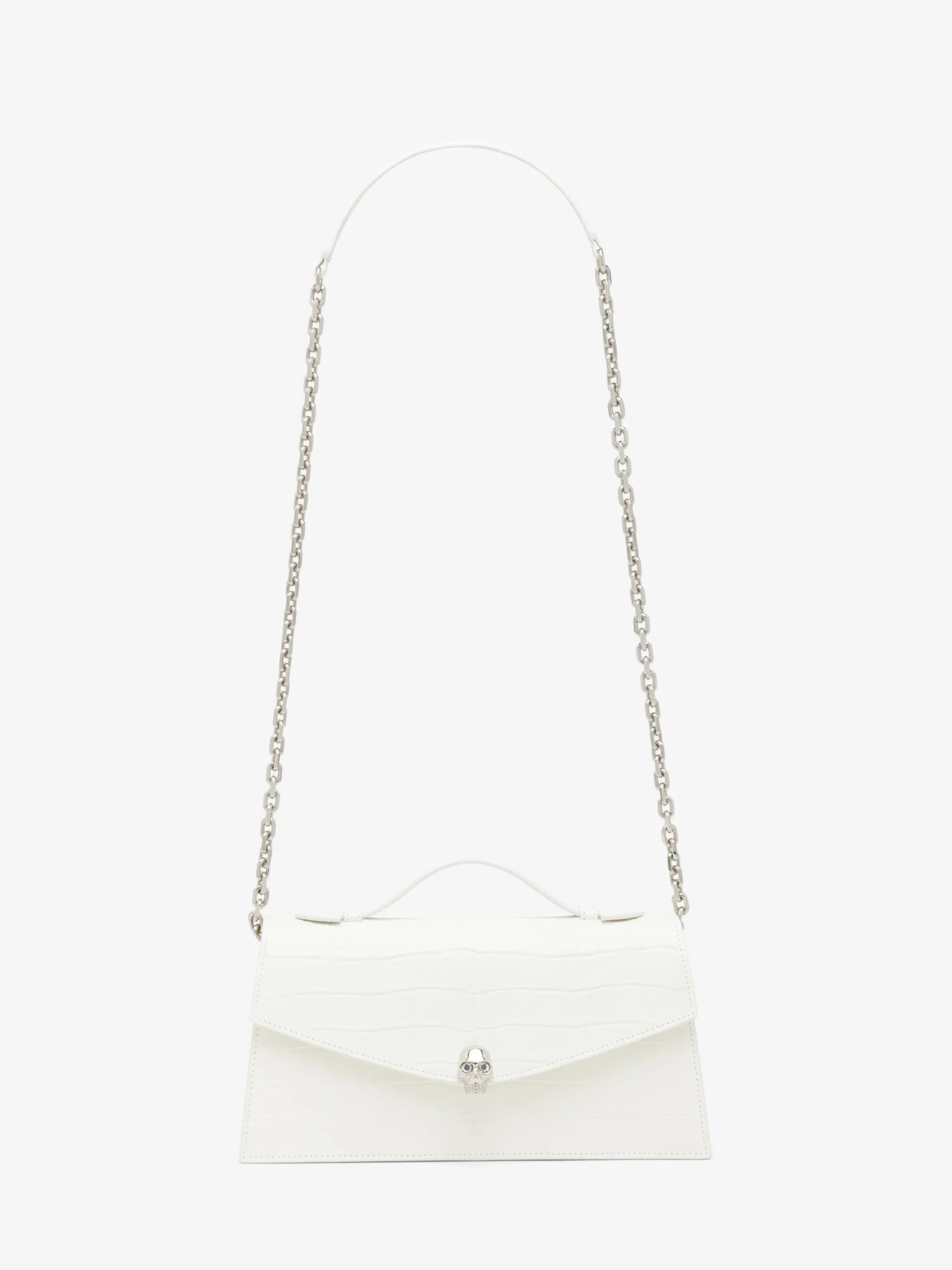 Borsa Skull con manico superiore da Donna in Bianco