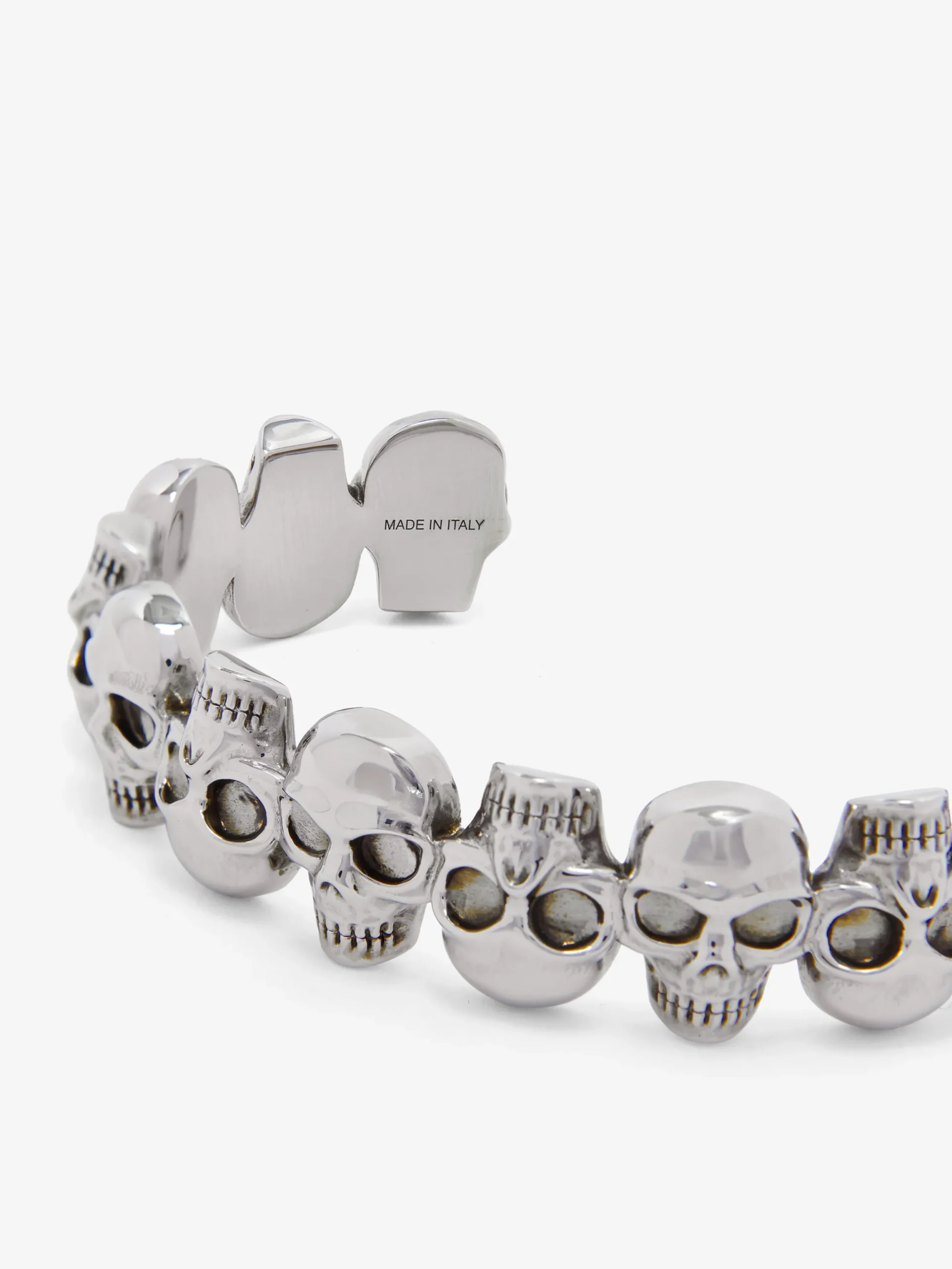 Bracciale rigido multi Skull da Uomo in Finitura argento anticato