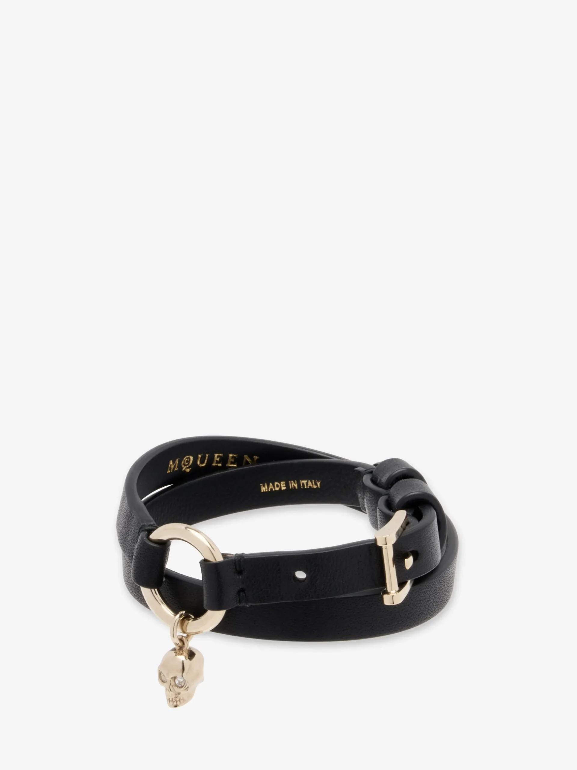 Bracciale Skull a doppio giro con anello da Donna in Nero
