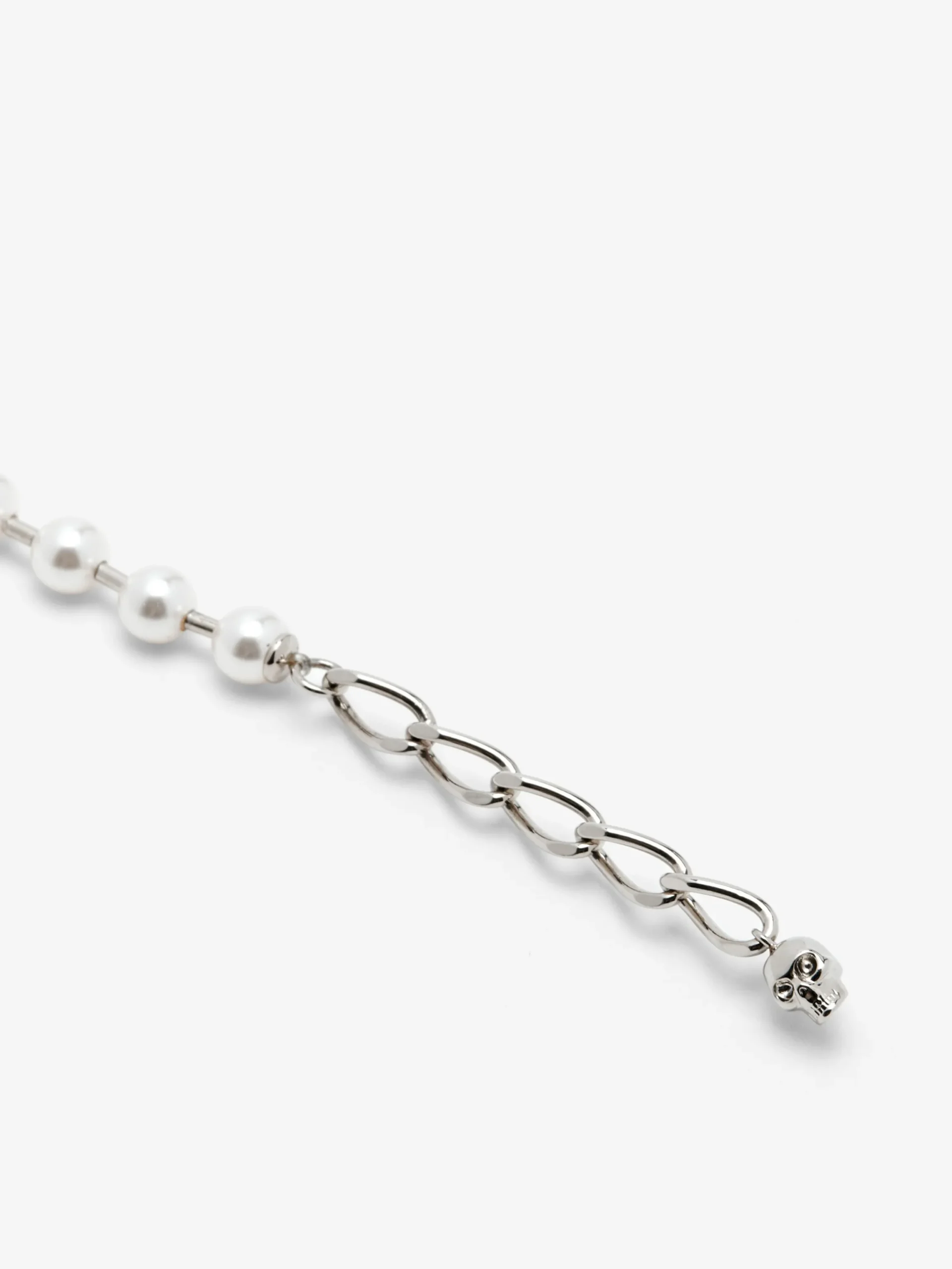Bracciale Skull & Pearl da Uomo in Finitura palladio