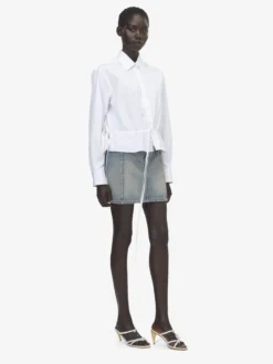 Camicia con coulisse da Donna in Bianco Ottico