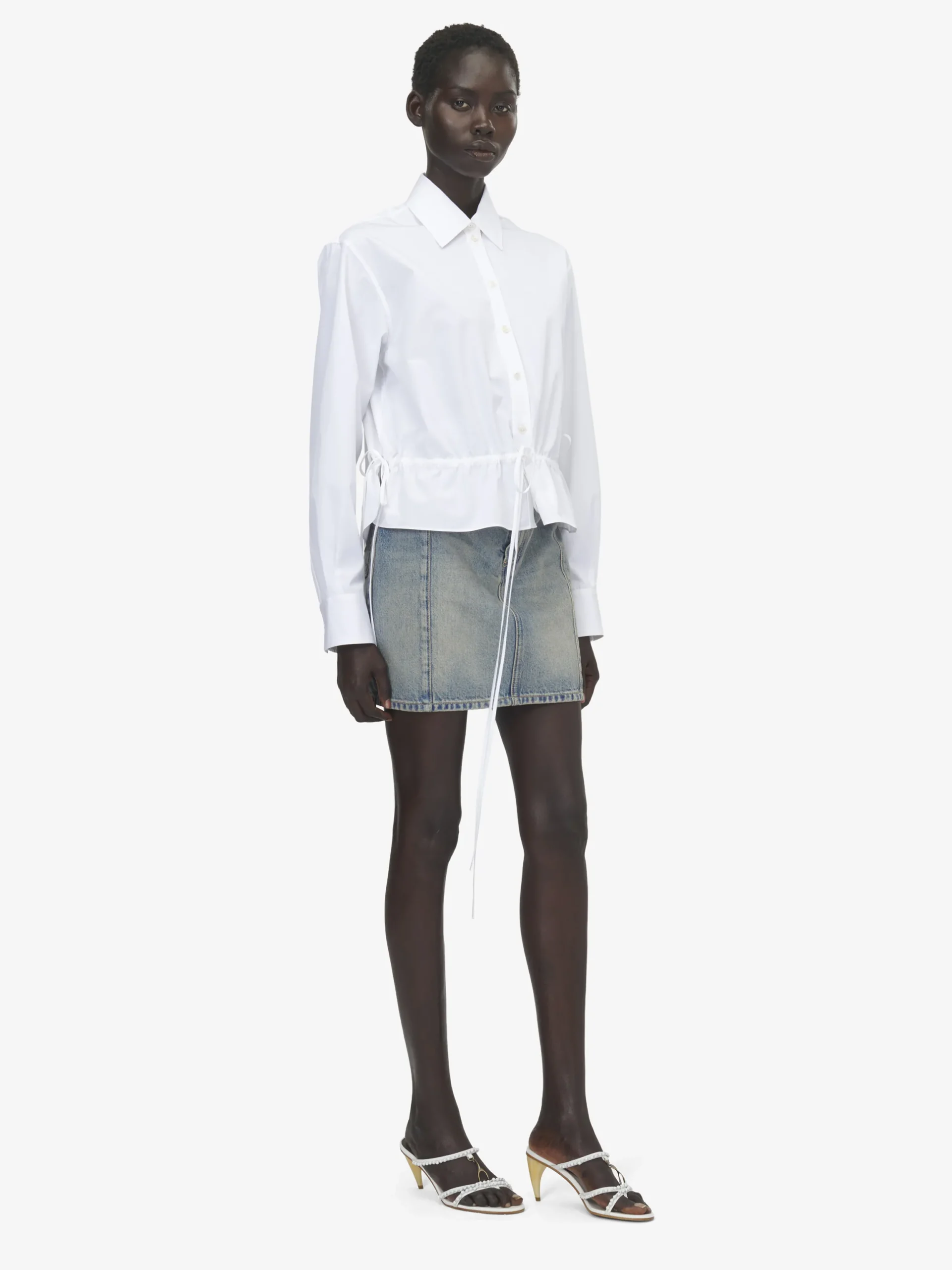 Camicia con coulisse da Donna in Bianco Ottico